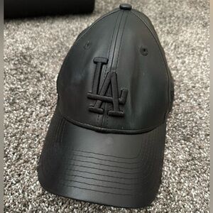 NEW ERA LA Faux Leather Black Baseball Cap